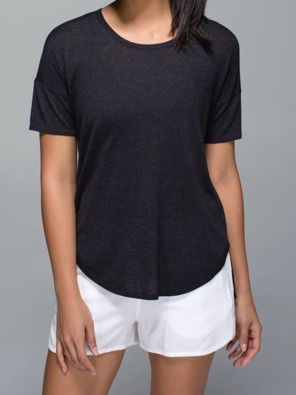 Lululemon Heathered Black Daya Knit Tee size M/L